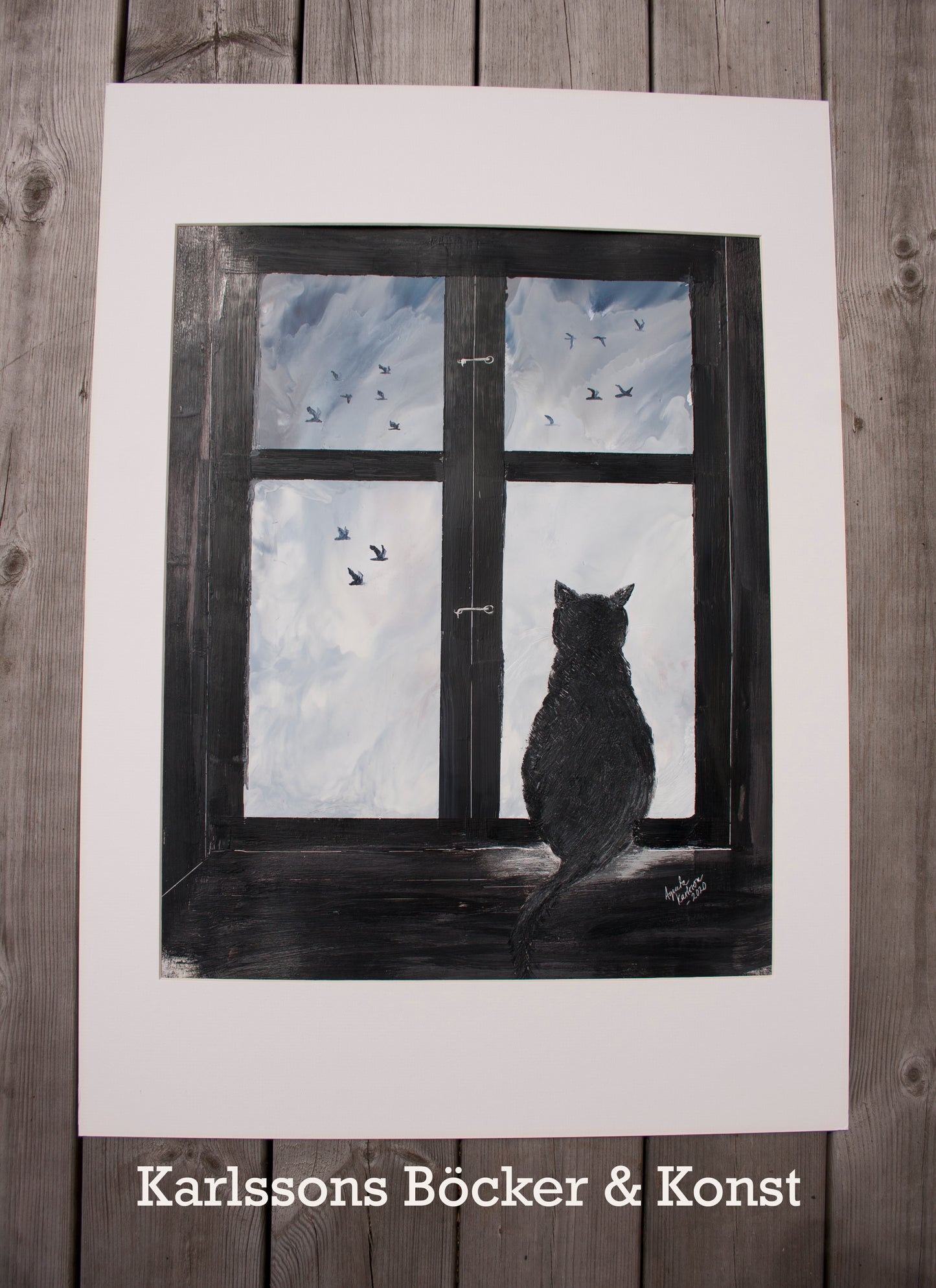 Katt i fönster Encaustic